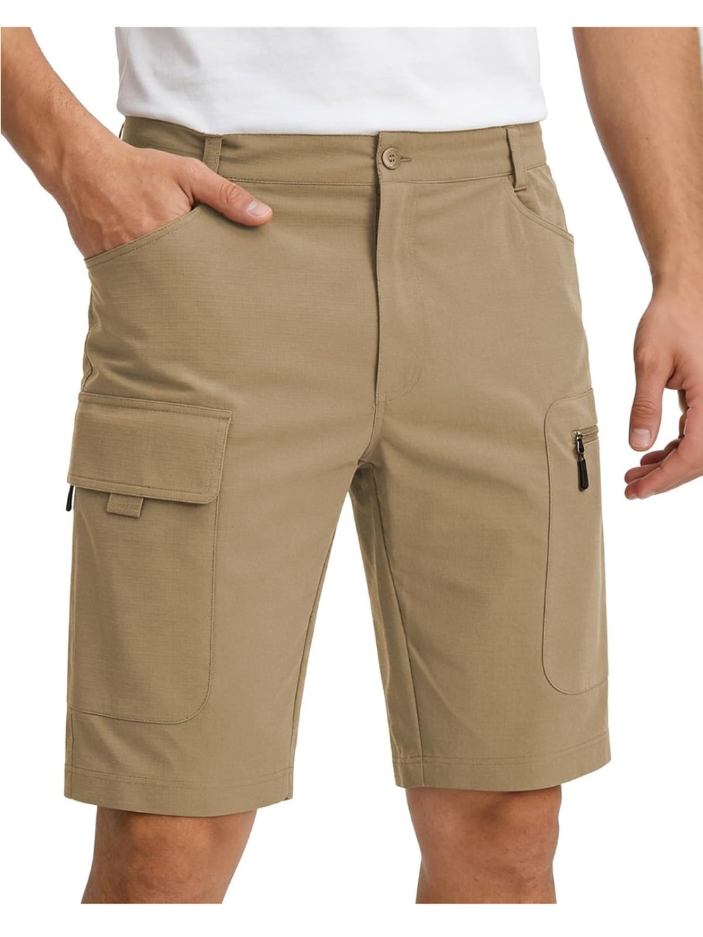 Wangdo Mens Small Khaki Hiking Cargo Shorts Quick Dry Tactical 6 Pockets Gorpco
